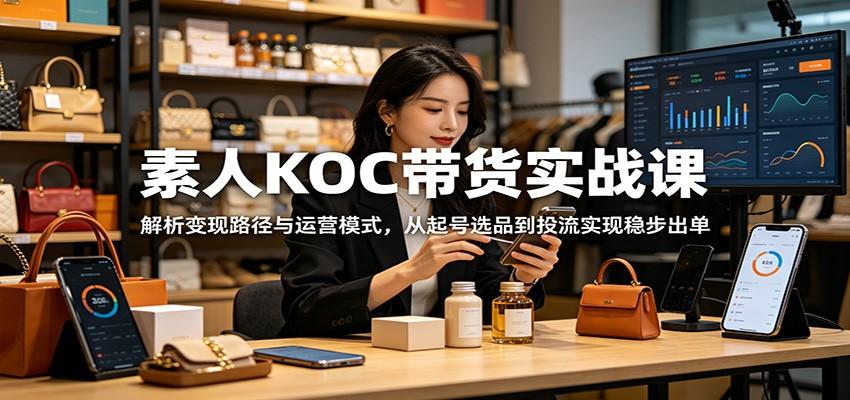 素人KOC带货实战课:解析变现路径与运营模式,从起号选品到投流实现稳步出单