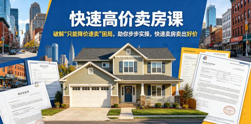 快速高价卖房课,破解“只能降价速卖”困局,助你步步实操,快速卖房卖出好价(更新2026)