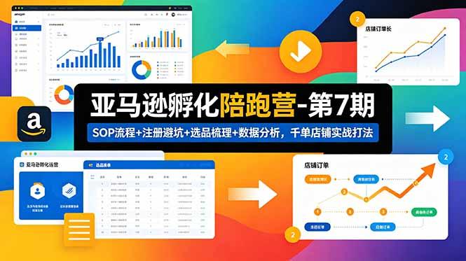 亚马逊孵化陪跑营-第7期:SOP流程+注册避坑+选品梳理+数据分析,千单店铺实战打法-三零资源