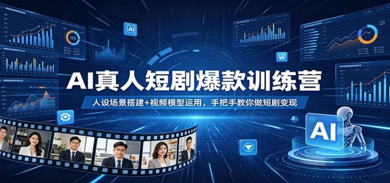 AI真人短剧爆款训练营:人设场景搭建+视频模型运用,手把手教你做短剧变现-三零资源