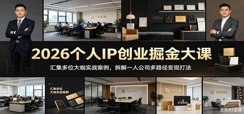2026个人IP创业掘金大课:汇集多位大咖实战案例,拆解一人公司多路径变现打法-三零资源