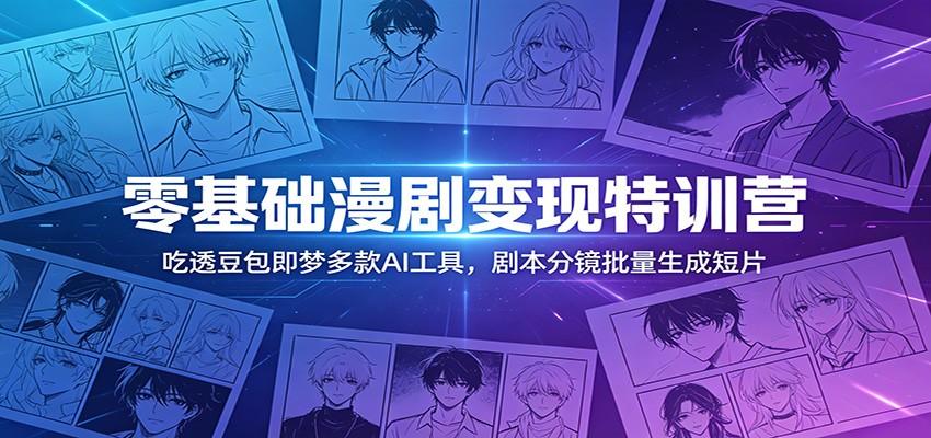 零基础漫剧变现特训营：玩转豆包即梦多款AI工具，剧本分镜批量生成短片
