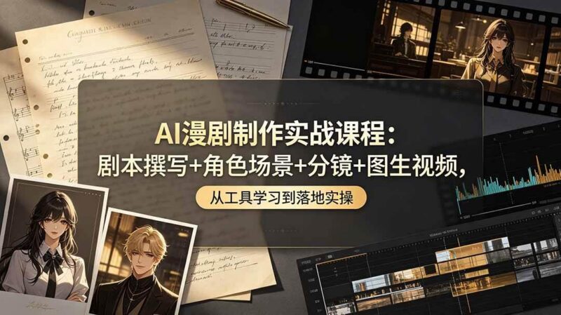 AI漫剧制作实战课程:剧本撰写+角色场景+分镜+图生视频,从工具学习到落地实操-三零资源