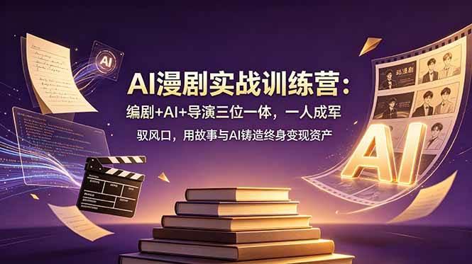 AI漫剧实战训练营:编剧+AI+导演三位一体,一人成军 驭风口,用故事与AI铸造终身变现资产-三零资源