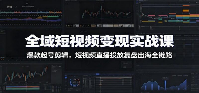 全域短视频变现实战课:爆款起号剪辑,短视频直播投放复盘出海全链路-三零资源