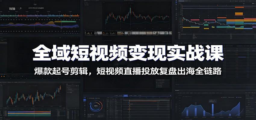 全域短视频变现实战课:爆款起号剪辑,短视频直播投放复盘出海全链路
