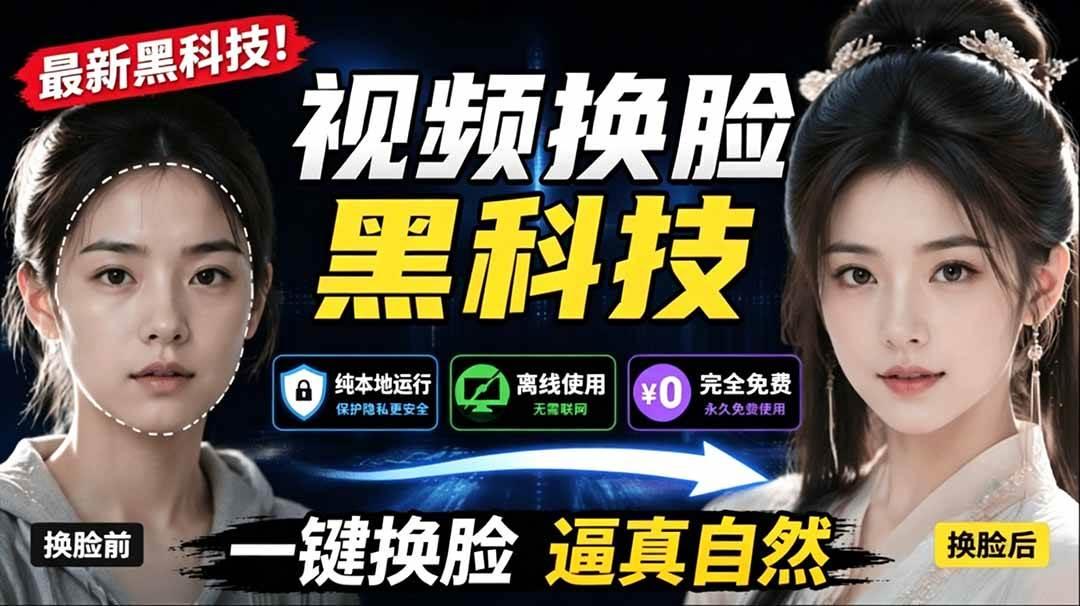AI 人工智能如此夸张?一键视频换脸黑科技,纯本地离线运行,本地视频换脸娱乐工具, AI FaceSwap