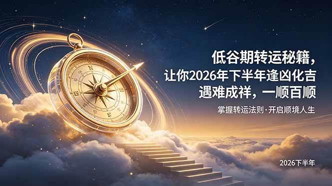 付费文章:低谷期转运秘籍,让你2026年下半年逢凶化吉,遇难成祥,一顺百顺。