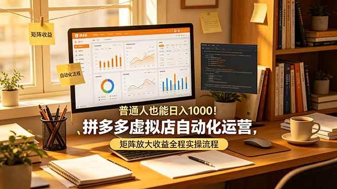 普通人也能日入 1000!拼多多虚拟店自动化运营,矩阵放大收益全程实操流程-三零资源