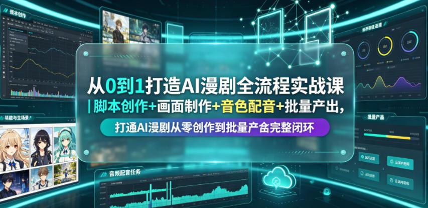 从0到1打造AI漫剧全流程实战课|脚本创作+画面制作+音色配音+批量产出,打通AI漫剧从零创作到批量量产完整闭环