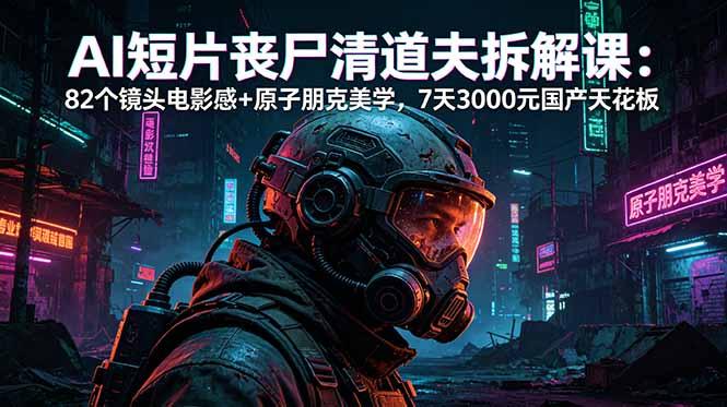 AI短片《丧尸清道夫》拆解课：82个镜头电影感+原子朋克美学，7天3000元国产天花板-三零资源