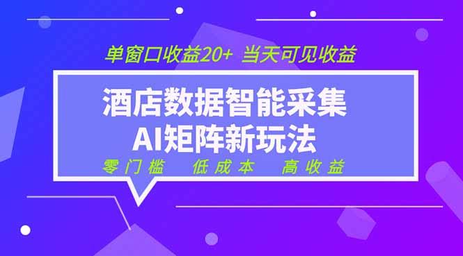 2026酒店数据采集ai智能矩阵新风口 低成本 高收益 当天见收益 单窗口20+-三零资源