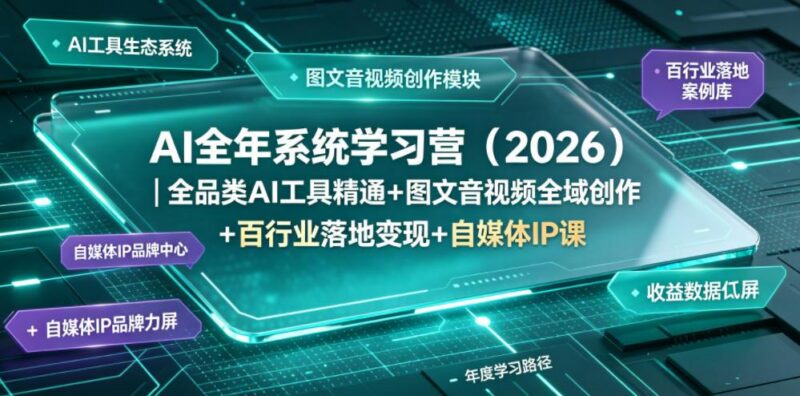 AI全年系统学习营(2026)|全品类AI工具精通+图文音视频全域创作+百行业落地变现+自媒体IP打造年度进阶大课-三零资源