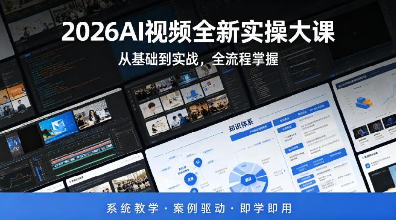 2026AI视频全新实操大课,从基础到实战,全流程掌握,系统教学·案例驱动·即学即用