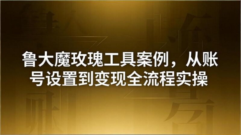 引流创业粉卖软件教学：鲁大魔玫瑰工具案例，从账号设置到变现全流程实操-三零资源
