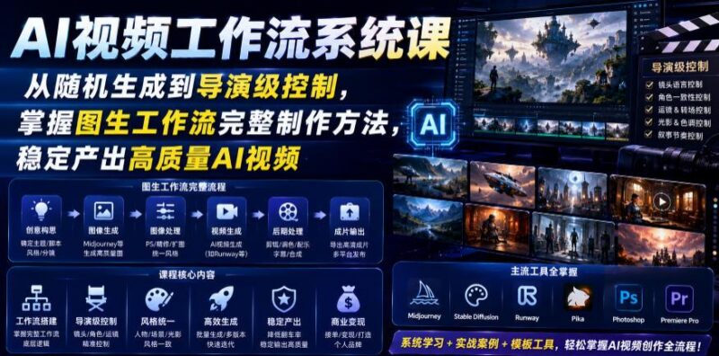 AI视频工作流系统课,从随机生成到导演级控制,掌握图生工作流完整制作方法,稳定产出高质量AI视频-三零资源