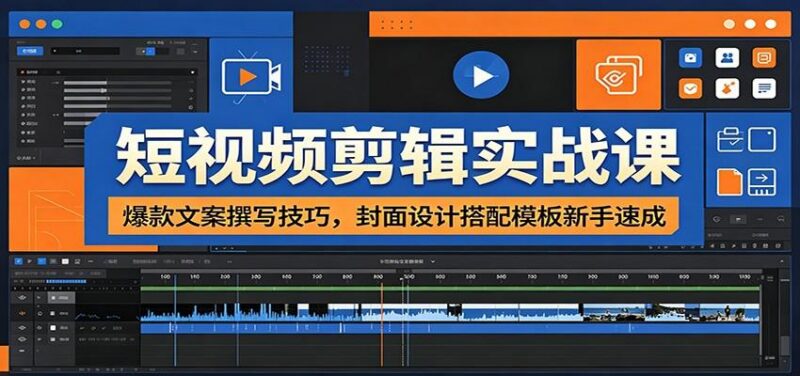 短视频剪辑实战课：爆款文案撰写技巧，封面设计搭配模板新手速成-三零资源
