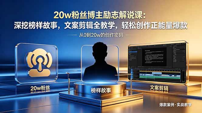 20w粉丝博主励志解说课:深挖榜样故事,文案剪辑全教学,轻松创作正能量爆款-三零资源