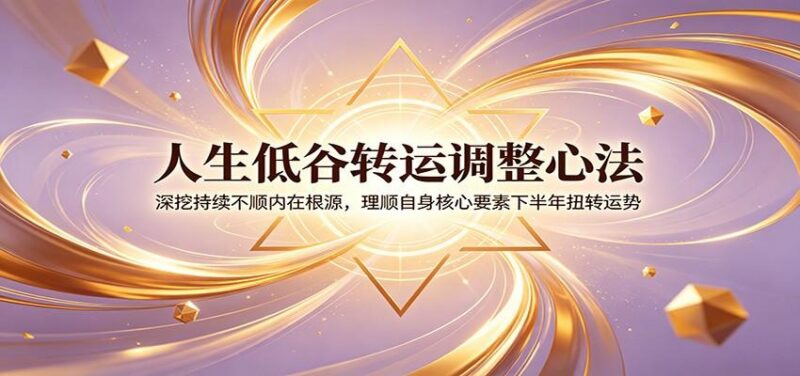 人生低谷转运调整心法:深挖持续不顺内在根源,理顺自身核心要素下半年扭转运势-三零资源