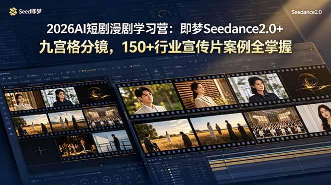 2026AI短剧漫剧学习营:即梦Seedance2.0+九宫格分镜,150+行业宣传片案例全掌握-三零资源