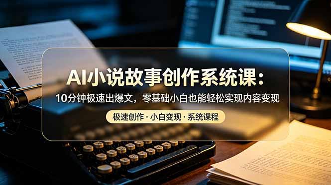 AI小说故事创作系统课:10分钟极速出爆文,零基础小白也能轻松实现内容变现-三零资源