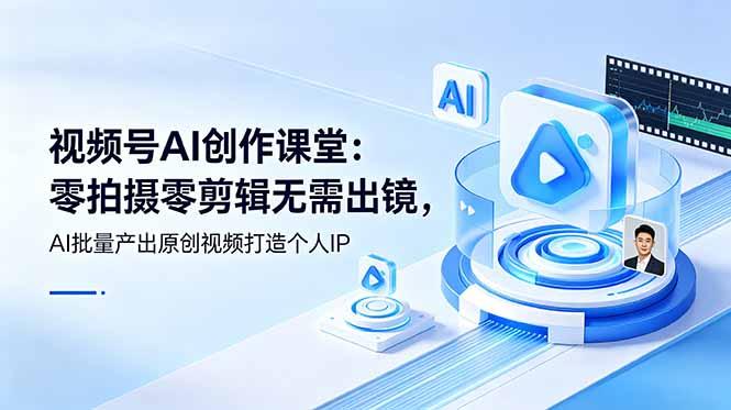 视频号AI创作课堂：零拍摄零剪辑无需出镜，AI批量产出原创视频打造个人IP-三零资源