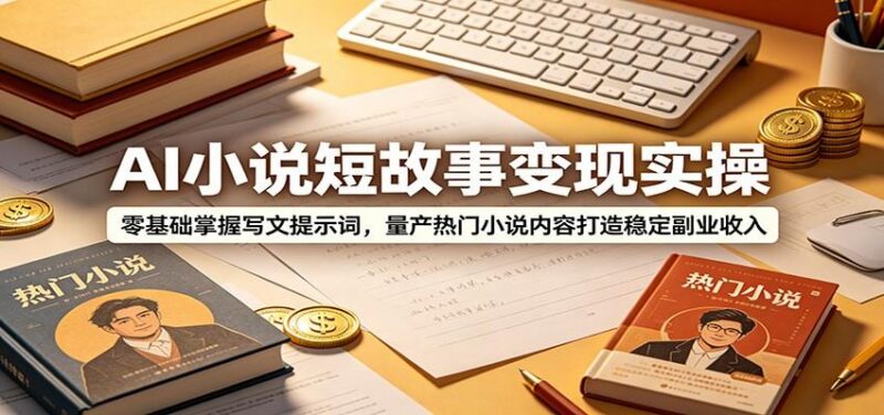 AI小说短故事变现实操:零基础掌握写文提示词,量产热门小说内容打造稳定副业收入-三零资源