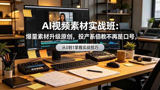 AI视频素材实战班:爆量素材升级原创,投产翻倍不再是口号,0-1系统教学实战落地-三零资源