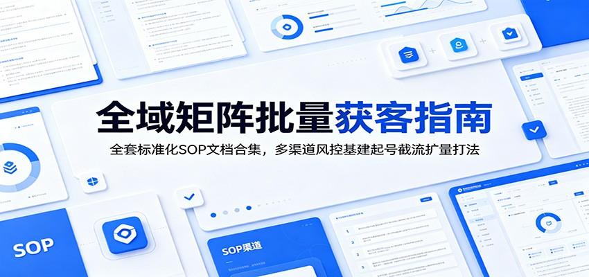 全域矩阵批量获客指南:全套标准化SOP文档合集,多渠道风控基建起号截流扩量打法