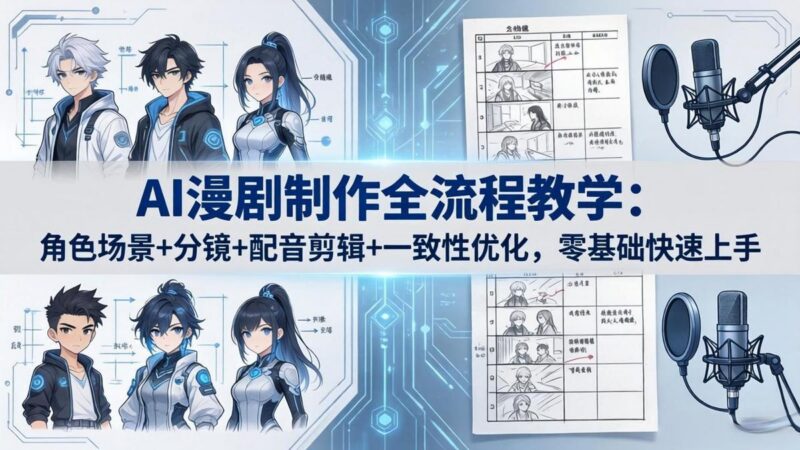 AI漫剧制作全流程教学:角色场景+分镜+配音剪辑+一致性优化,零基础快速上手
