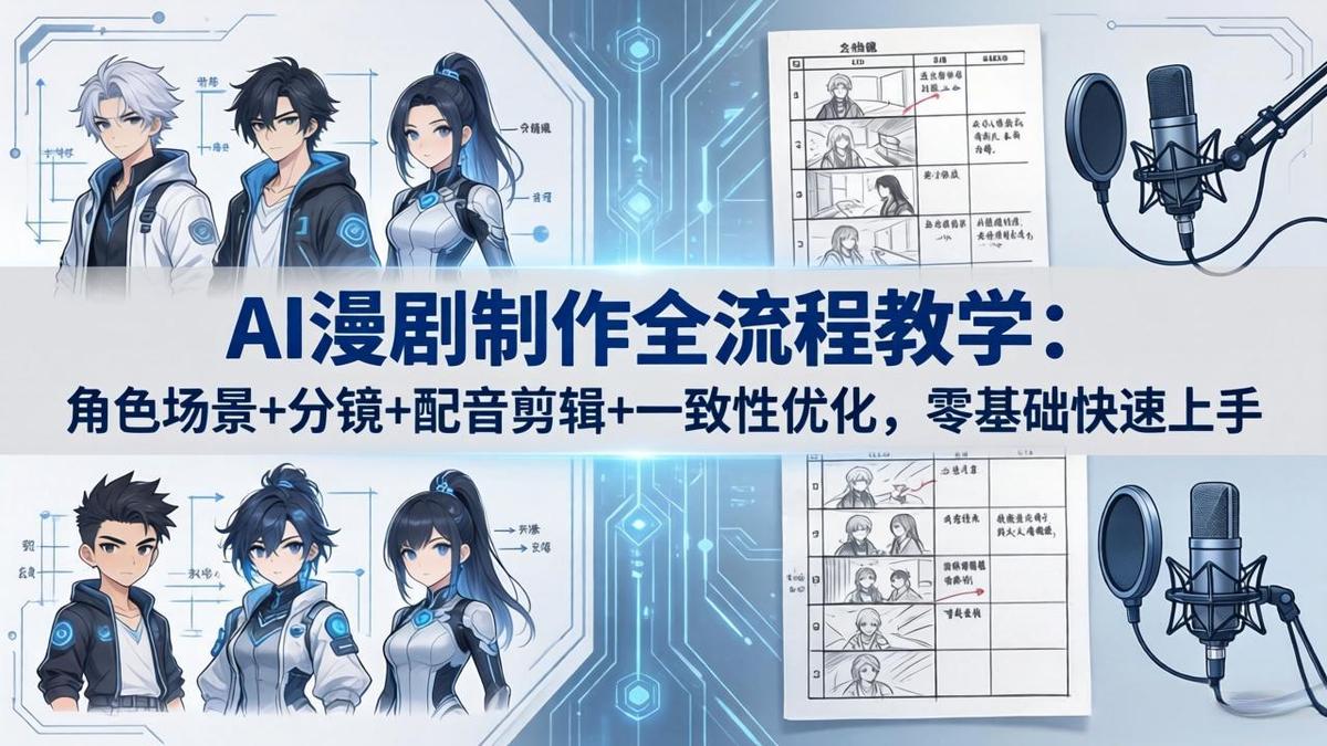 AI漫剧制作全流程教学:角色场景+分镜+配音剪辑+一致性优化,零基础快速上手