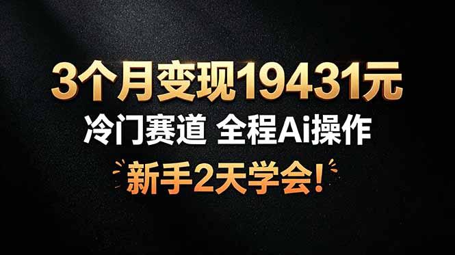 3个月变现19431元，冷门赛道 全程Ai操作，新手2天学会！-三零资源