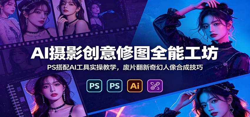 AI摄影创意修图全能工坊:PS搭配AI工具实操教学,废片翻新奇幻人像合成技巧