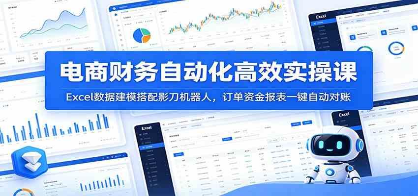 电商财务自动化高效实操课：Excel数据建模搭配影刀机器人，订单资金报表一键自动对账