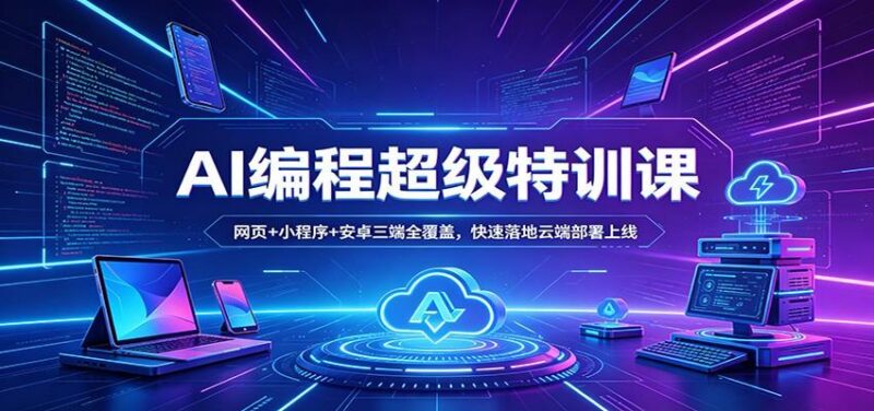AI编程超级特训课:网页+小程序+安卓三端全覆盖,快速落地云端部署上线-三零资源