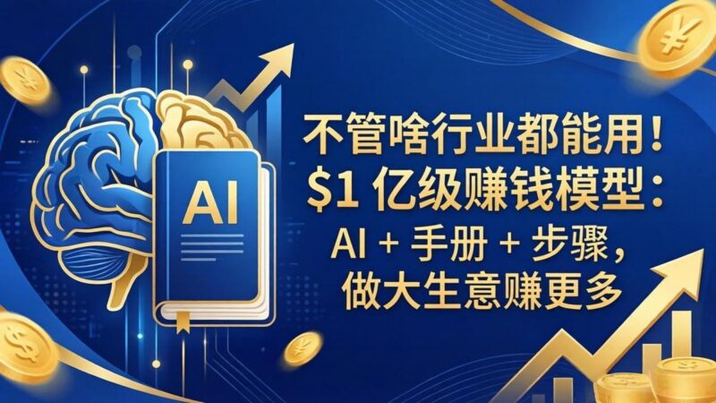 不管啥行业都能用!$1 亿级赚钱模型:AI + 手册 + 步骤,做大生意赚更多-三零资源
