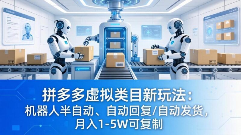 拼多多虚拟类目新玩法:机器人半自动、自动回复 /自动发货,月入 1-5W 可复制-三零资源