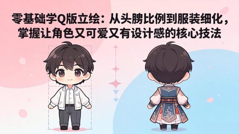 零基础学Q版立绘:从头身比例到服装细化,掌握让角色又可爱又有设计感的核心技法-三零资源