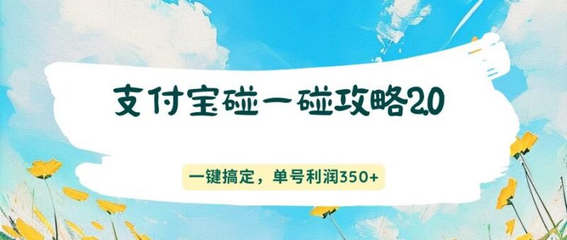 支付宝碰一碰攻略2.0,一键搞定,单号利润350+-三零资源