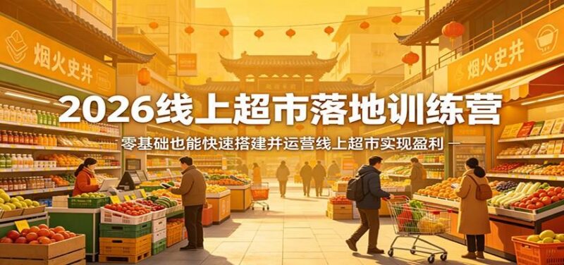 2026线上超市落地训练营,零基础也能快速搭建并运营线上超市实现盈利-三零资源