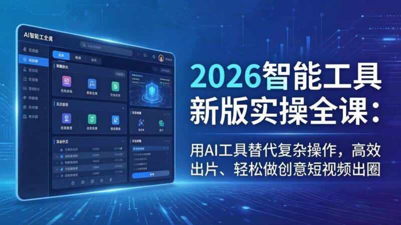 2026智能工具新版实操全课:用AI工具替代复杂操作,高效出片、轻松做创意短视频出圈-三零资源