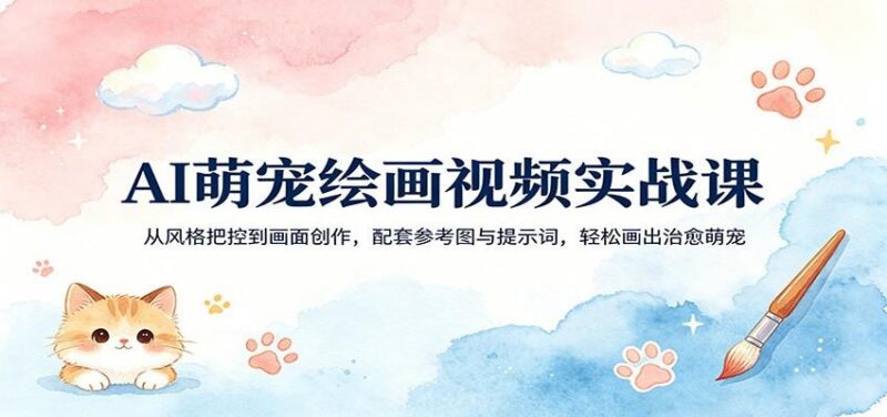AI萌宠绘画视频实战课:从风格把控到画面创作,配套参考图与提示词,轻松画出治愈萌宠-三零资源