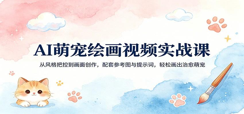 AI萌宠绘画视频实战课：从风格把控到画面创作，配套参考图与提示词，轻松画出治愈萌宠