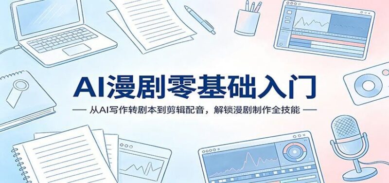 AI漫剧零基础入门:从AI写作转剧本到剪辑配音,解锁漫剧制作全技能-三零资源