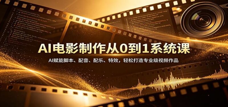 AI电影制作从0到1系统课:AI赋能脚本、配音、配乐、特效,轻松打造专业级视频作品-三零资源