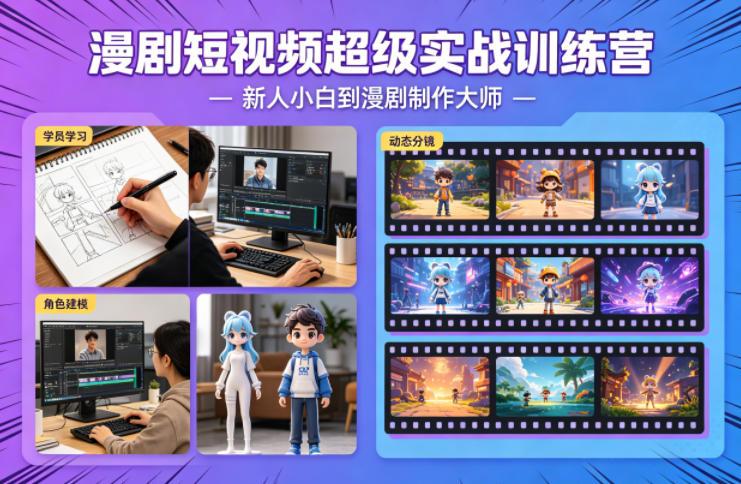 漫剧短视频超级实战训练营，新人小白到漫剧制作大师-三零资源