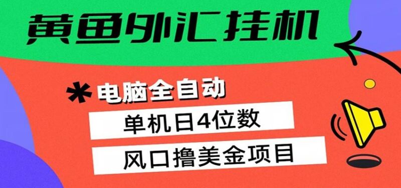 黄鱼外汇挂机：全自动赚美金、自动交易、风口项目-三零资源