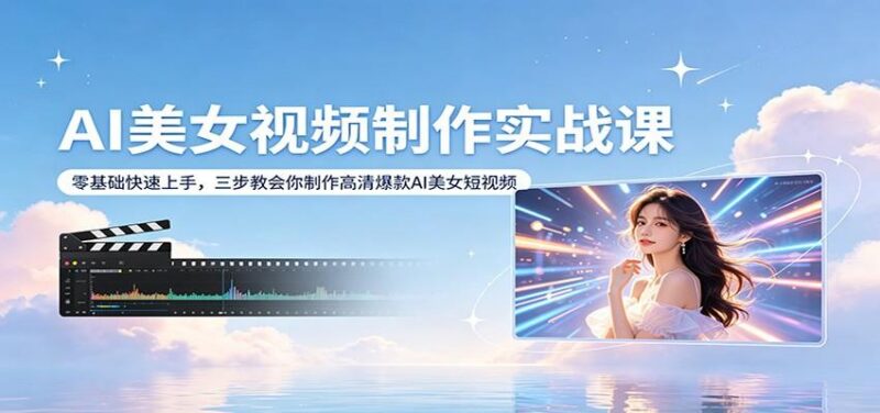 AI美女视频制作实战课:零基础快速上手,三步教会你制作高清爆款AI美女短视频-三零资源