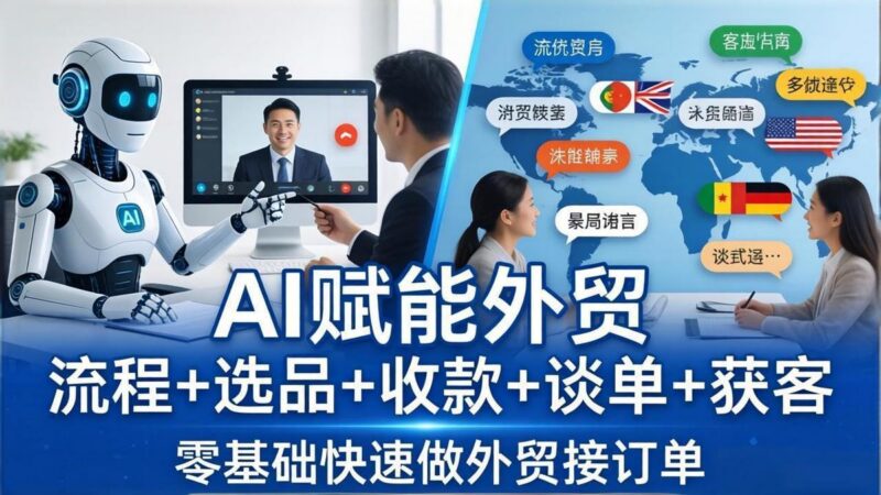 外贸+AI实战课:流程+选品+收款+谈单+获客,零基础快速做外贸接订单-三零资源