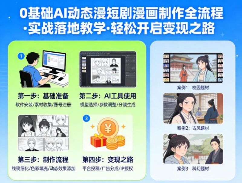 0基础AI动态漫短剧漫画制作全流程,实战落地教学,轻松开启变现之路-三零资源